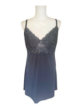 Delta Burke body con nightie midnight blue lace bodice womens lingerie 1X